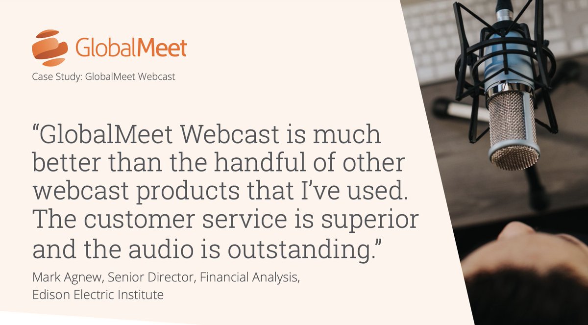 When the <a href="/Edison_Electric/">EEI</a>, which represents all US investor-owned electric companies, needed top-quality audio &amp; video streaming for their virtual meeting, they turned to #GlobalMeet Webcast. Read more about why they made the switch: bit.ly/2XzQ6gw #CustomerTestimonial