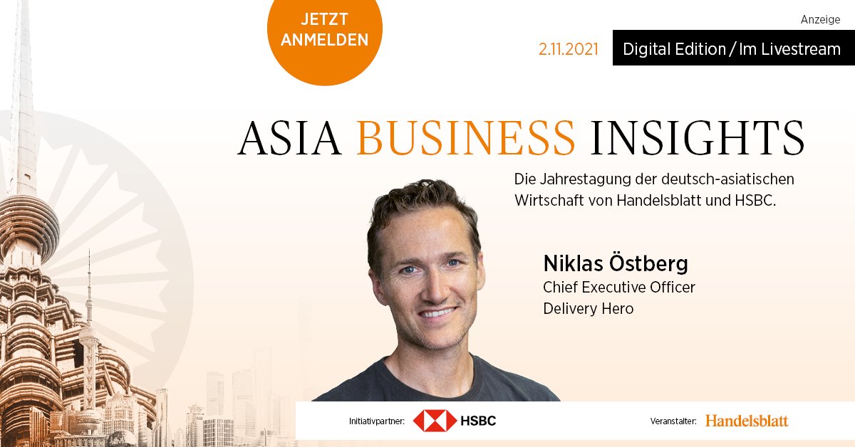 deliveryherocom's tweet photo. Don’t miss our CEO @niklasoestberg speaking at @handelsblatt Asia Business Insights tomorrow, 10:20 CET! Find out how driving innovation is essential to meet constantly evolving customer demands. Register for the free livestream: https://t.co/rOz6LAIyF3
#HBAsia #deliveryhero https://t.co/MzxLQVCgLb