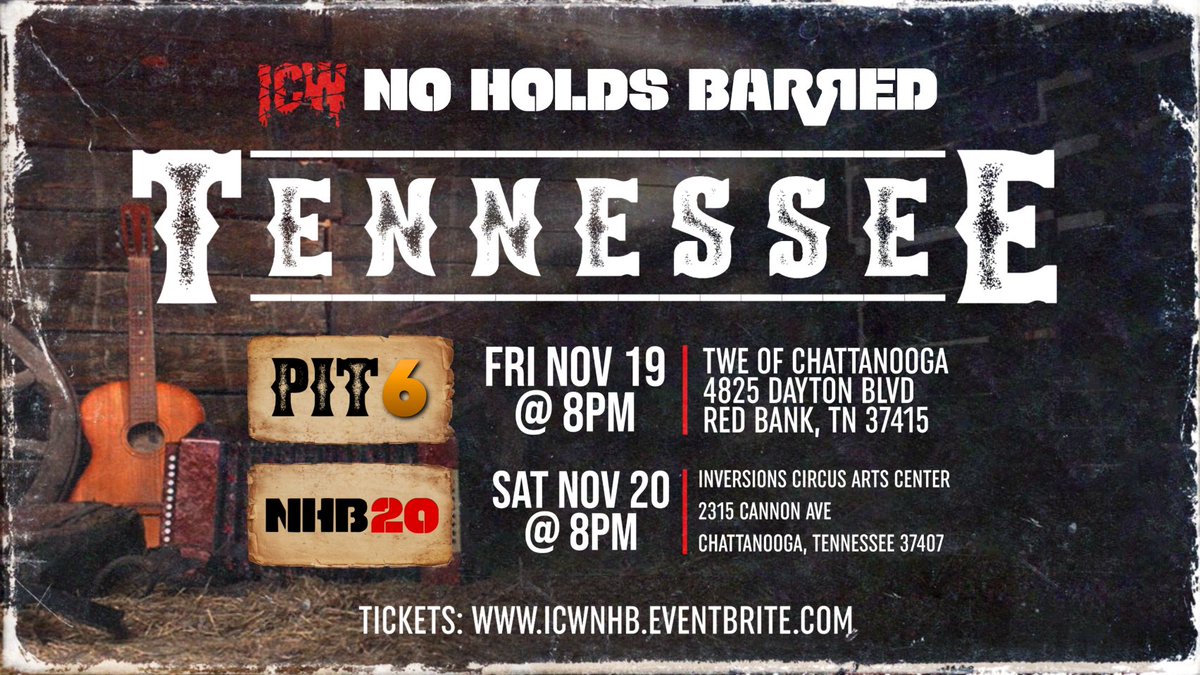 ICWNHB's tweet image. 50 RETWEETS and we will ANNOUNCE the NEXT FIGHT for #NHB20 

SUPER FIGHT between THE CHAINS ⛓ 

#NHB20 

The CHAINS &amp;amp; The PIT are 
COMING to TENNESSEE ⛓

LIVE! Fri-Sat November 19-20 - Chattanooga TN 8PM 🩸 

Tickets - 
ICWNHB.eventbrite.com 

Watch LIVE only on IWTV!

☠️☠️☠️