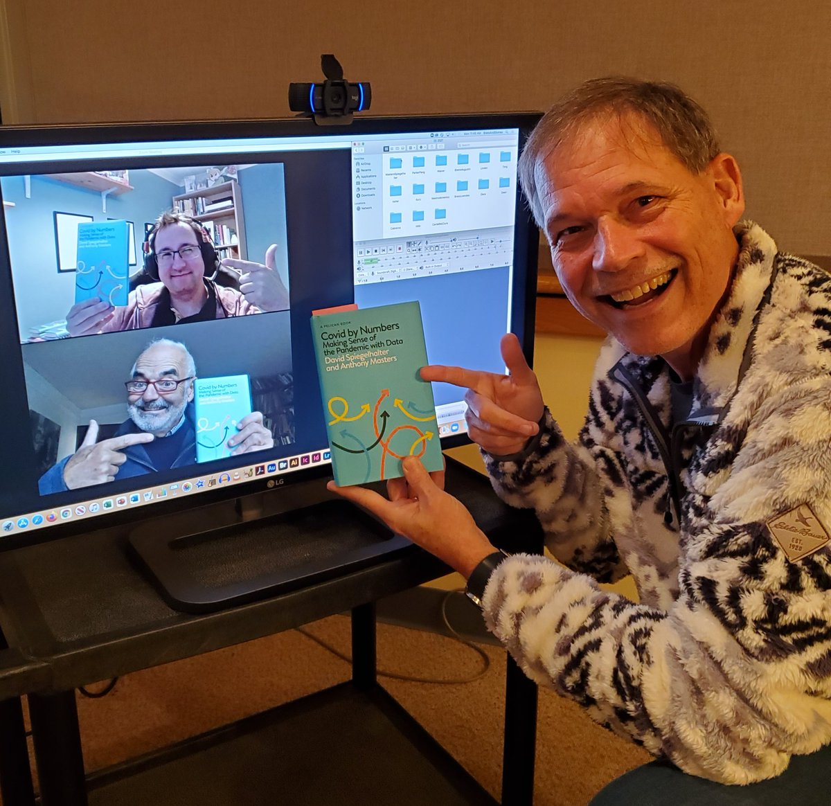 john_bailer's tweet photo. Great fun to record @statsandstories episode with @d_spiegel and @anthonybmasters - this episode will drop in early December. In the meantime,  check out their new *Covid by Numbers* book. https://t.co/xhq9TUGOgw