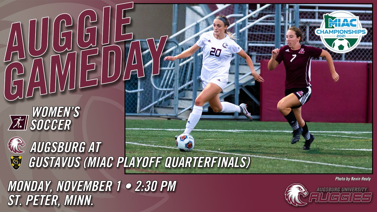 WOMEN'S SOCCER - Augsburg travels to St. Peter for MIAC Playoff Quarterfinal game at Gustavus today at 2:30 pm!

Live video/stats links: bit.ly/AugLive
#d3soc #AuggiePride