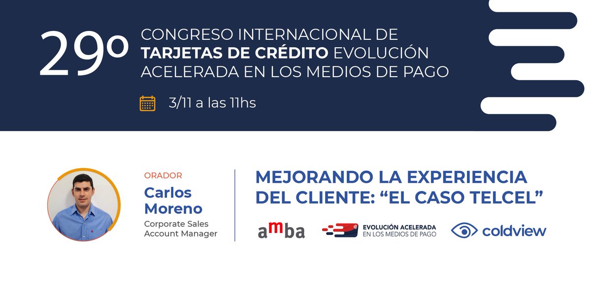 ColdviewLatam's tweet photo. 💳Llega el 29° Congreso Internacional de Tarjetas de Crédito Evolución acelerada en los medios de pago, organizado por @eAMBA y #CARDCLUB.
🗓¿Cuándo? Del 3 al 5 de noviembre.
👉ONLINE y SIN COSTO https://t.co/NsrwKvZuOT