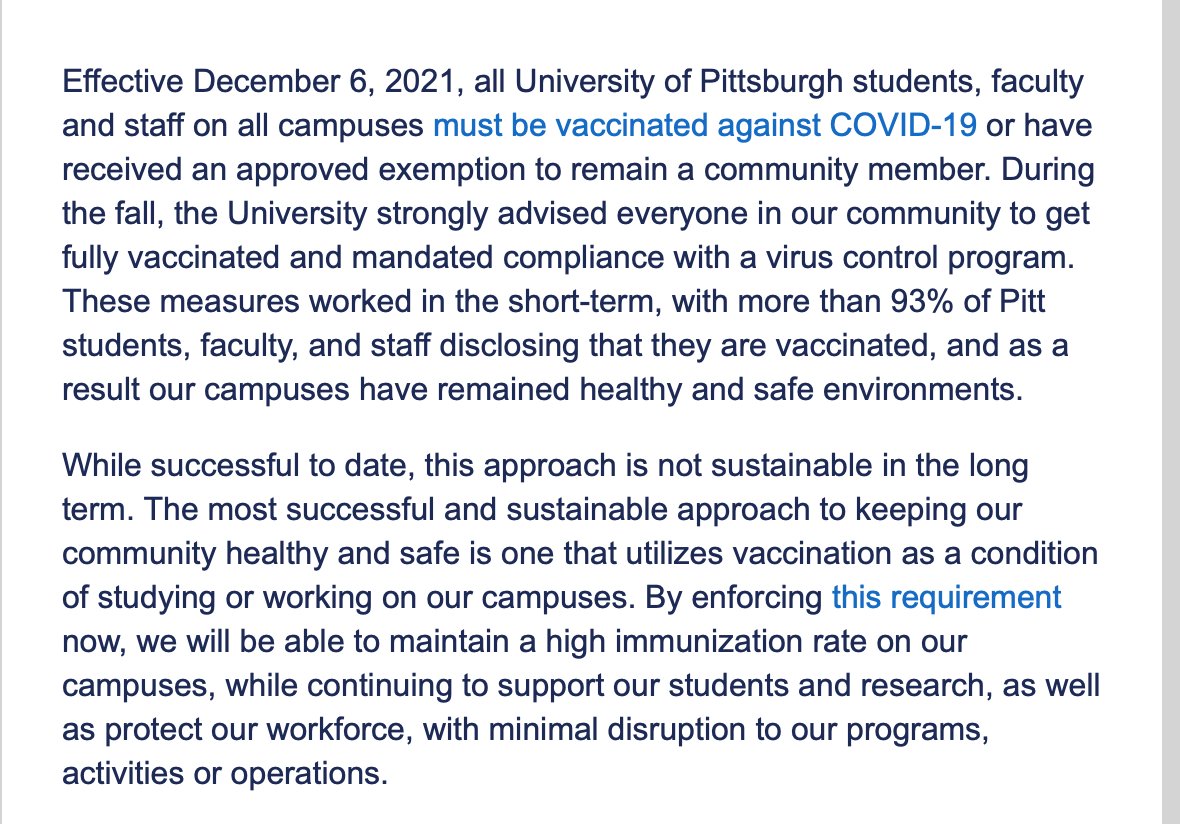 FYI there's now a vaccine mandate at our workplace, starting December 6. Thanks are owed to many faculty and supporters who have pushed for this throughout the year.