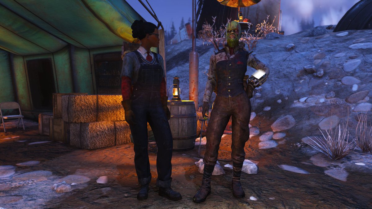 InnovSurvival's tweet photo. Minerva is currently at the Crater for another Emporium week, just to let you know! She's gone next Wednesday, November 3. Her inventory pool is below, she is selling some interesting Daily Ops plans. #FP76 #Fallout76 #Fallout https://t.co/O9DtpUTtFe