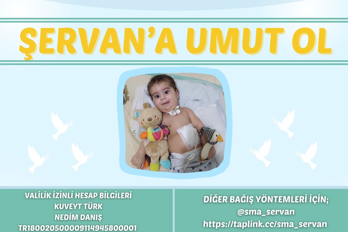 SMA tip-1 ölümcül kas hastası Şervan bebeğimin bizim desteklerimize ihtiyacı var. Tedavisini alabilmesi için valilik izinli ibana bağışta bulunarak Şervan’a nefes olabilirsiniz.💧🌱