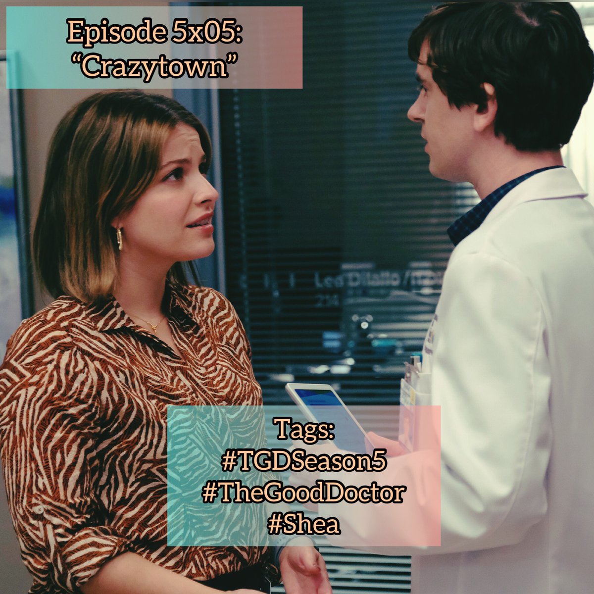 The Good Doctor today! And don’t forget to tweet live with us the episodio 505! Use the hashtags: #TheGoodDoctor #TGDSeason5 ❤️