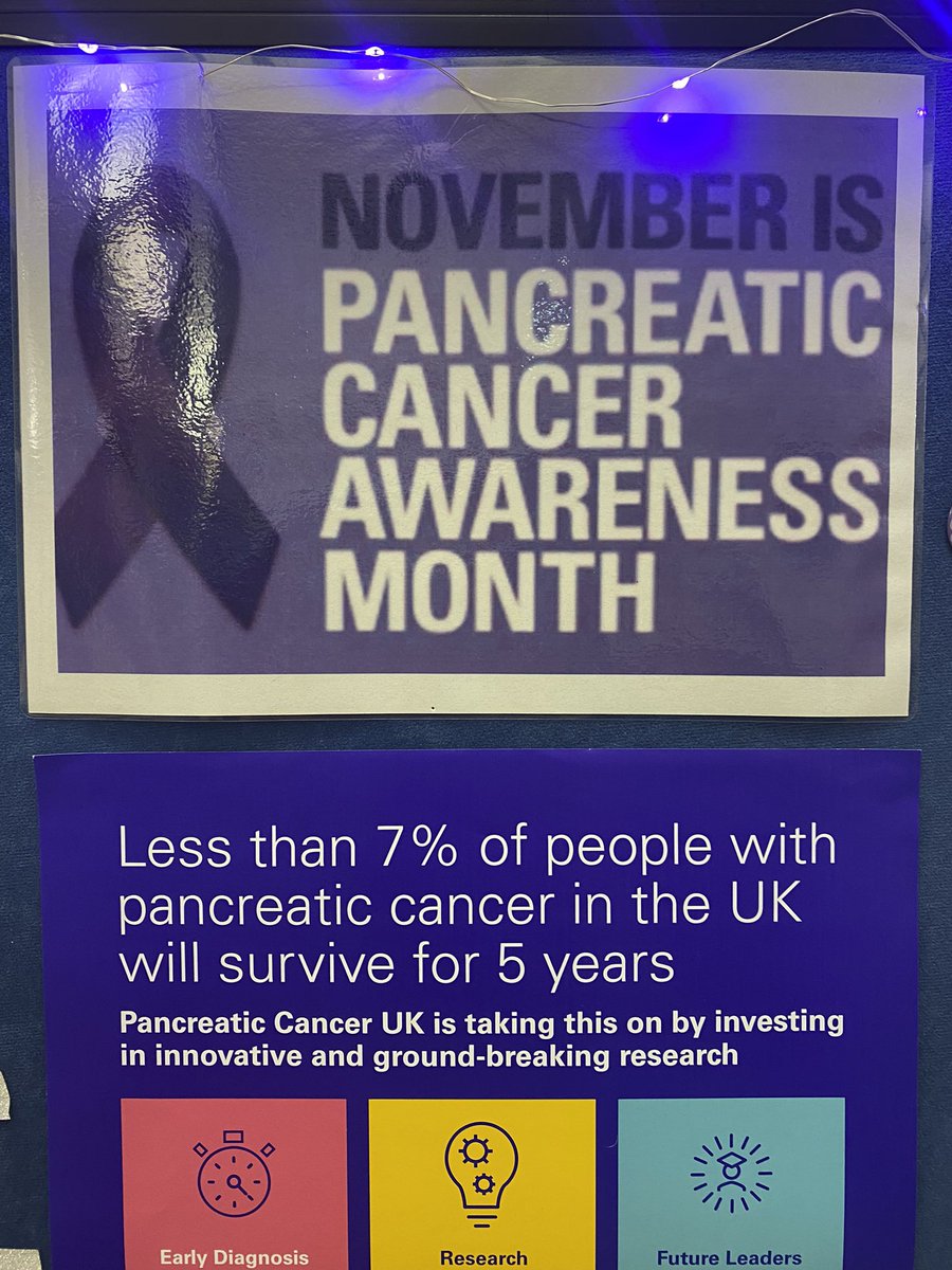 Lindseyadawson's tweet image. 1st November and the start of Lung and pancreatic cancer awareness month. Thank you so much @hpb_stockport &amp;amp; Lung team for their fantastic awareness board in the main entrance 🤍💜 #LungCancerAwarenessMonth #PancreaticCancerAwarenessMonth @GooderSteph @helshow1 @NicolaFirth6