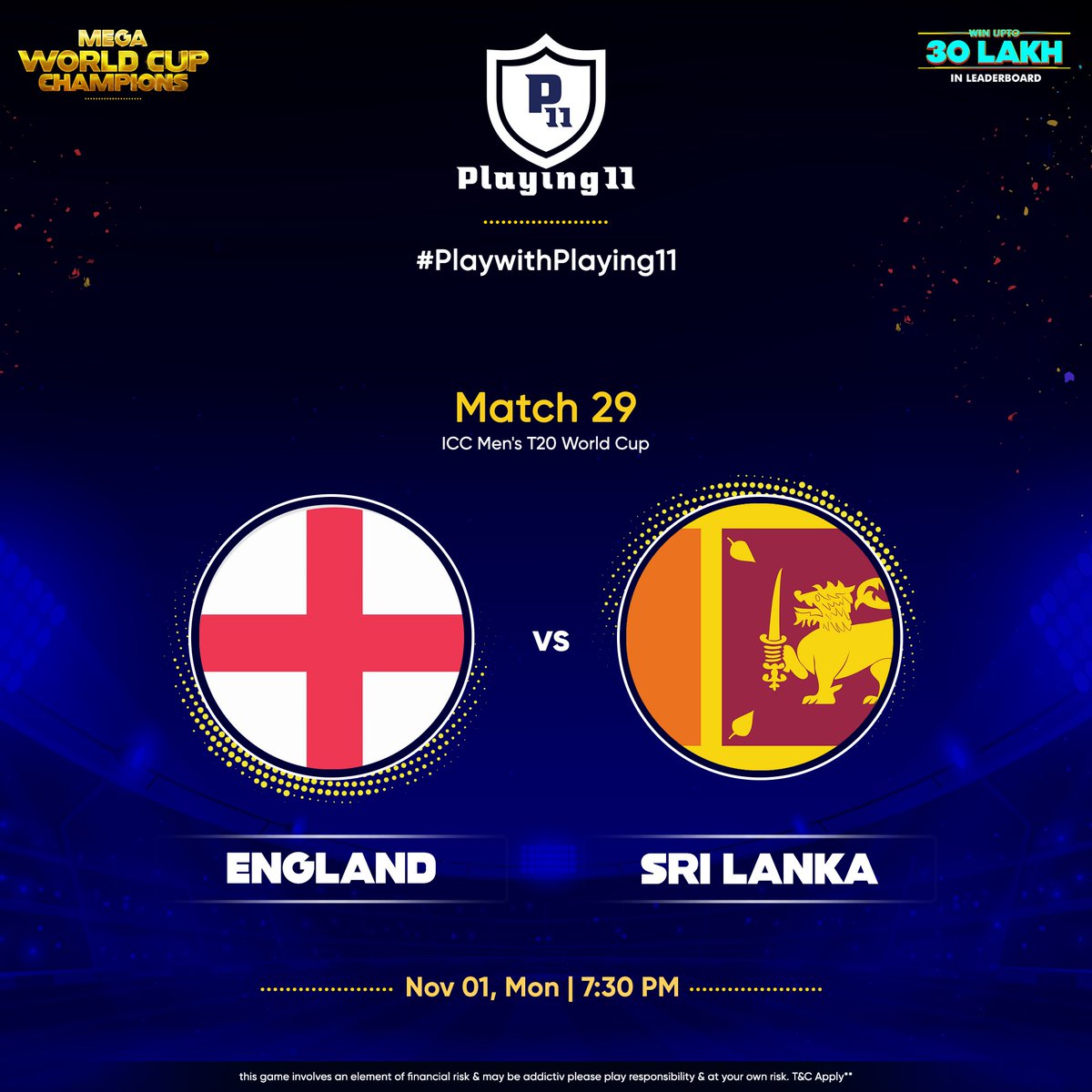 playing11app's tweet photo. Things are getting heated up at the @T20WorldCup and the semi-final slots are fast filling. @englandcricket will take on @OfficialSLC and whoever wins will keep their chances alive for a semi-final spot. Pick your teams using @playing11app and win exciting prizes. #ENGvsSL https://t.co/EPl4RE4Dgt