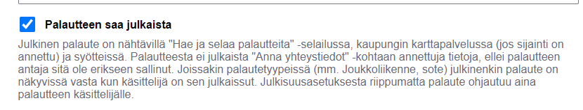 HartmanJanne's tweet photo. @JusaJosu @JKL_kaupunkiymp Selvennän vähän miten tämä menee. Palautetekstin yhteydessä kysytään että salliiko palautteen antaja palautteen julkaisun. Yhteystietojen kohdalla kysytään vielä erikseen, että julkaistaanko nekin. https://t.co/XT4Sk1Z0U6