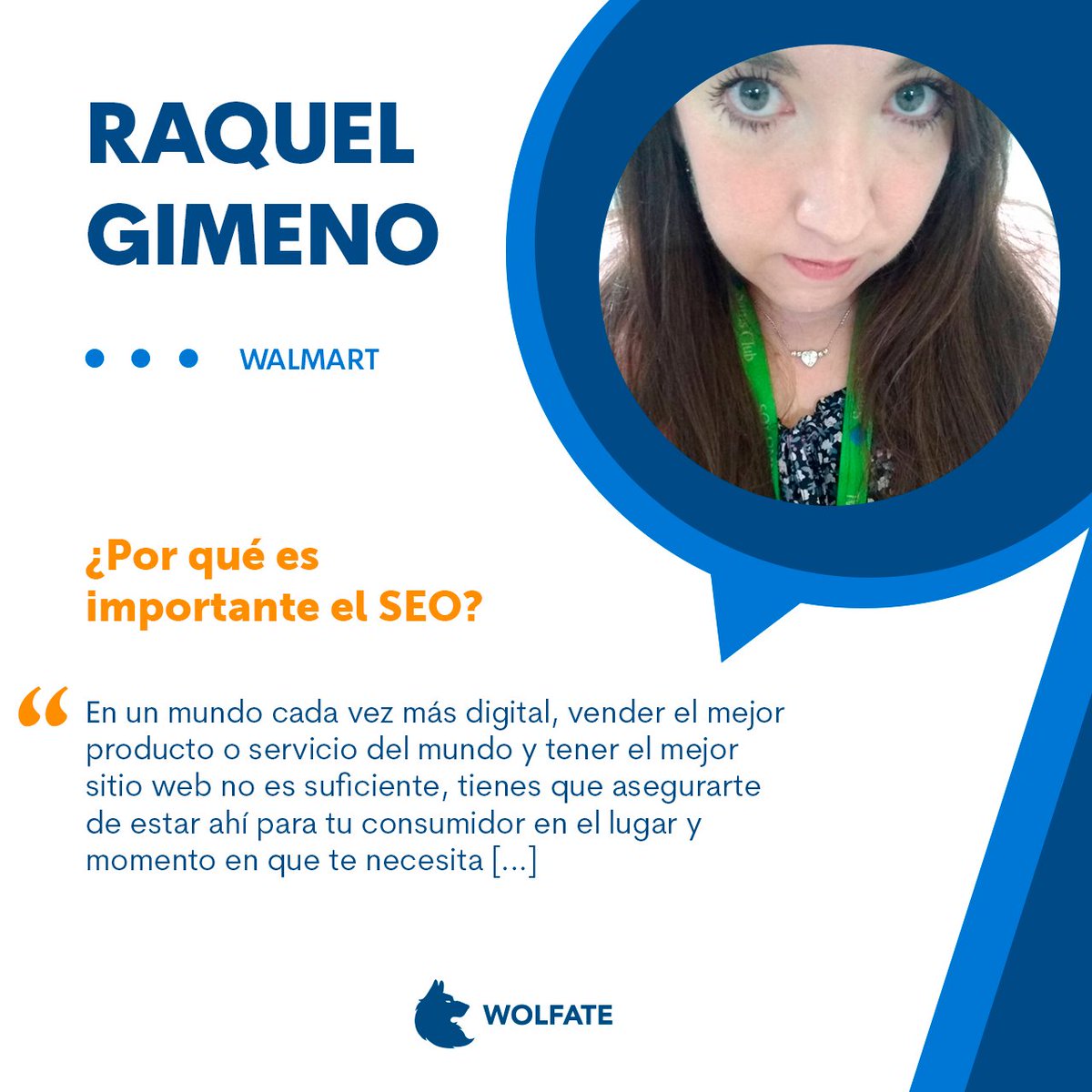 WolfateAgency's tweet photo. Raquel Gimeno, SEO Manager de Walmart México y Centroamérica, comparte que un mundo cada vez más digital, debemos estar en el lugar y momento en que el consumidor nos necesita. "Si no estás en Google, no existes". Lee su aportación completa en: https://t.co/tEnxiMdm0T https://t.co/ZZpcww5G9f