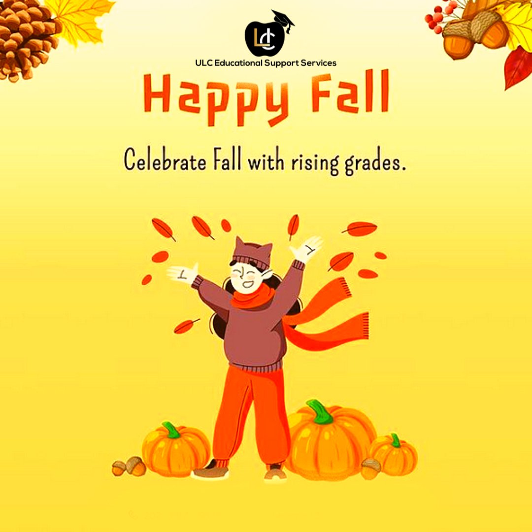 ulctutor's tweet photo. Celebrate Fall with rising grades with ULC Educational Support Services. 

To know more, visit us at https://t.co/kbYmbqxEfy 

#ULCTutoring #onlinetutoring #happyfall #affordabletutoring https://t.co/00CtmtQPe8