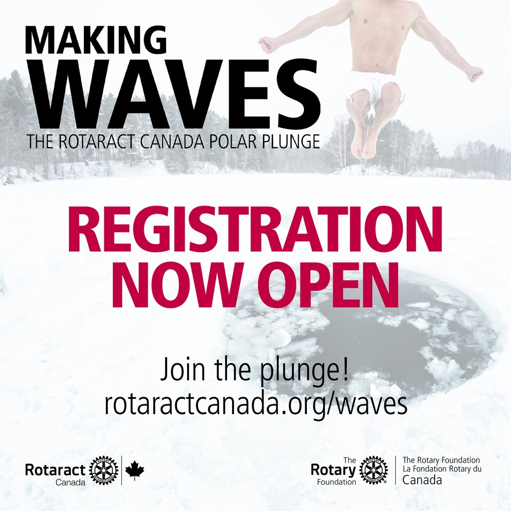 rotaractcanada's tweet photo. Registration is NOW OPEN for those brave enough to take the plunge!

Register and learn more at https://t.co/FYkQ1orc0e

#RotaractCanada #RotaractCanadaMakingWaves #Rotaract #RotaryInternational #TheRotaryFoundation #TheRotaryFoundationCanada https://t.co/EhCKFkbJoW