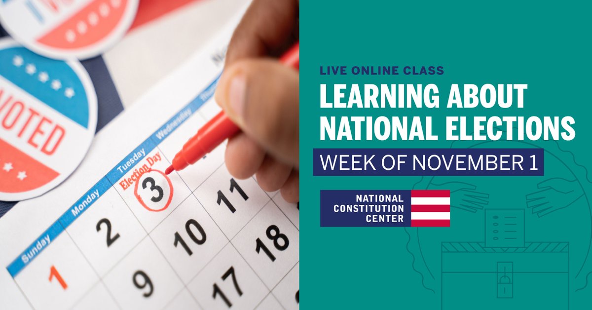ConstitutionCtr's tweet photo. Don’t miss this week’s #NCCed classes all about National Elections! Register to have all your questions on the Electoral College answered!

Join us at 12:00 ET and 2:00 ET on Nov. 3: https://t.co/luwzJFZItf https://t.co/C1dDJNDQmM