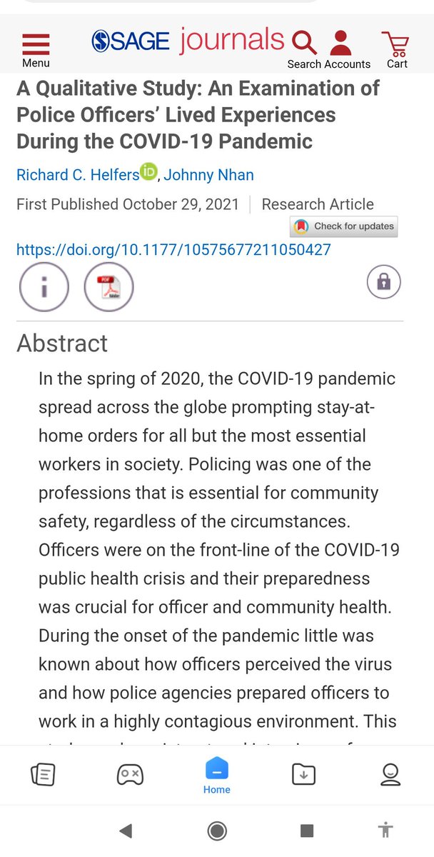 Recent article on officer experiences during COVID-19. Seems interesting.
#COVID19 #Police #researchpapers
doi.org/10.1177%2F1057…