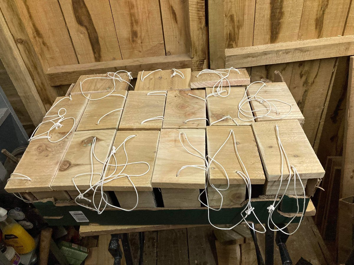 Fawside1's tweet photo. Bird feeders made by a local chap, all ready to be filled with peanuts and distributed in our community #allendale #smileforthebird @AllenvalleyWild https://t.co/FjpwXZTvlT