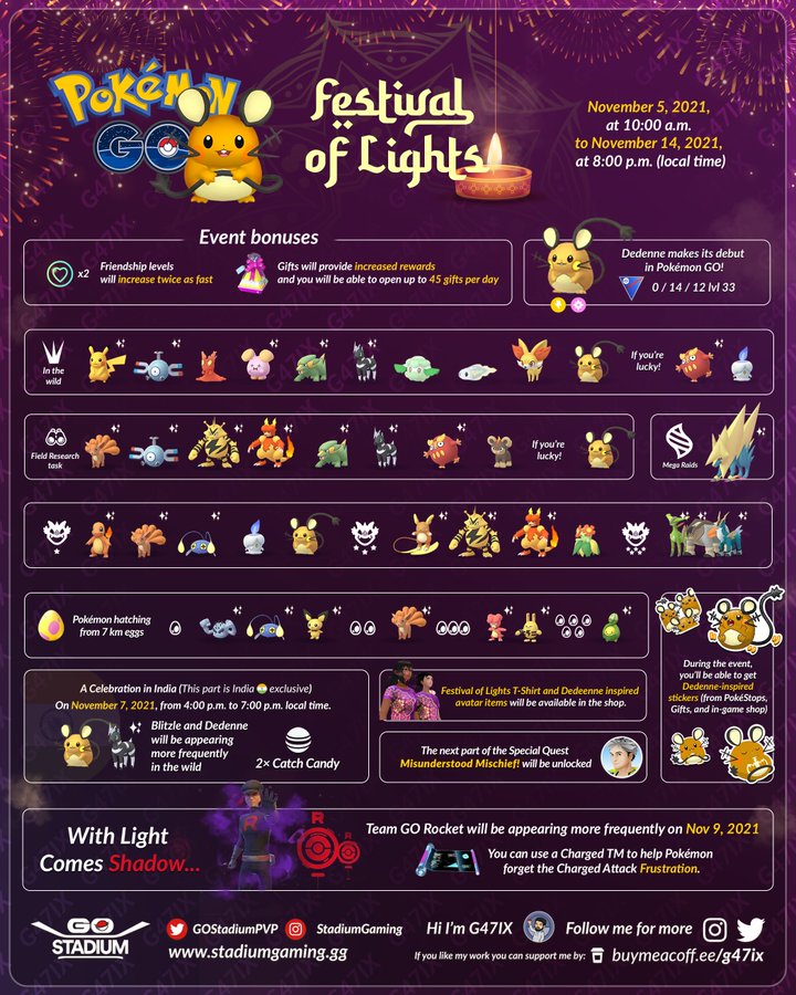 ポケモンgo 光のフェスティバル の詳細発表 後半にロケット団イベント 11月5日 14日