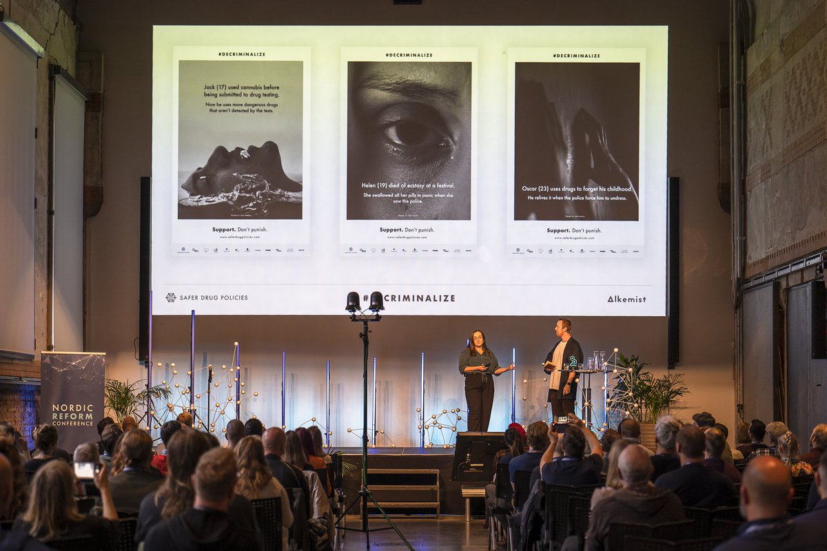 tryggere's tweet photo. Isak Gundrosen from https://t.co/HZsp4RhBvz and his college Natalia Mojzych presented our campaign #Decriminalize at the Nordic Reform Conference. You can download content at our English web page.

They own the design company #Alkemist and do all the design work for us  🙏 https://t.co/vZ2cVssK6u