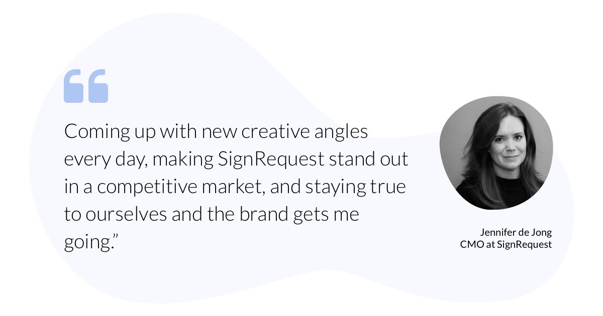 SignRequest's tweet image. This week on #MeetTheTeam we are happy to introduce Jennifer de Jong, CMO at SignRequest. Jennifer is based in Amsterdam with her family and two cats, and loves spending her time out, enjoying her friends’ company and nice food.