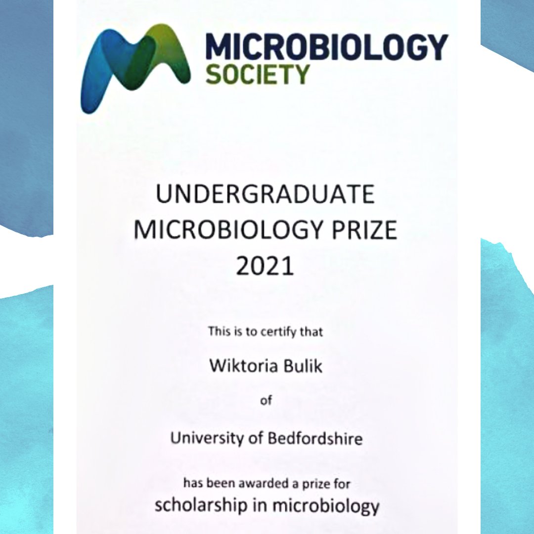We are delighted to share that Wiktoria Bulik, 3rd year <a href="/uniofbeds/">uniofbeds</a> Biomedical Science student has been awarded a UG Microbiology Prize by the <a href="/MicrobioSoc/">Microbiology Society</a> The prize is awarded to students who excel in microbiology during their 2nd year at uni!
Huge congratulations to Wiktoria 🎉
