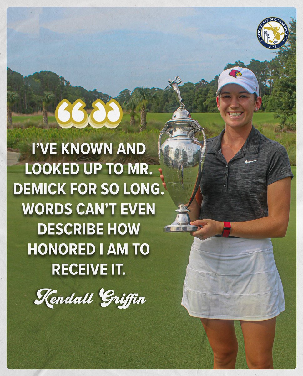 Kendall Griffin has been named the inaugural recipient of the 𝐉𝐚𝐦𝐞𝐬 𝐄. 𝐃𝐞𝐦𝐢𝐜𝐤 𝐒𝐜𝐡𝐨𝐥𝐚𝐫𝐬𝐡𝐢𝐩. 👏

📰:  bit.ly/3BxslUg

The scholarship is named in honor of Jim Demick, who served as the FSGA's Executive Director for 24 years.