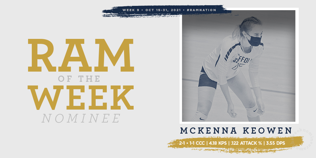 gosuffolkrams's tweet photo. #RamNation it could be one of our most competitive Rams of the Week yet. 

Here are your nominees 

@shana_cote of @su_whockey 
Csiki-Fejer of @SUXCTF 
Koziara of @SUXCTF 
Keowen of @suffolkvb https://t.co/gLmZI5JWl9