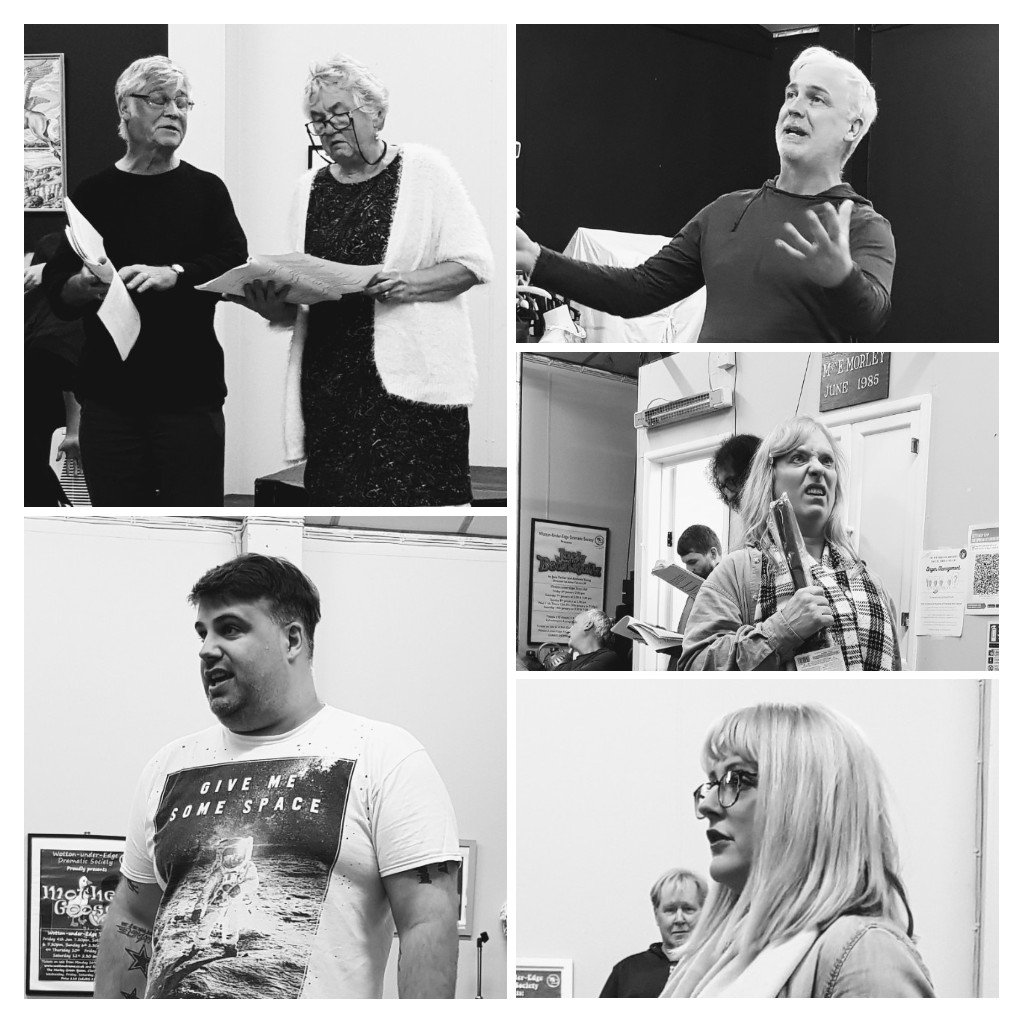 Cast in rehearsals for Ali Baba and the Four Tea Thieves. Tickets on sale from 6th November wottondrama.co.uk