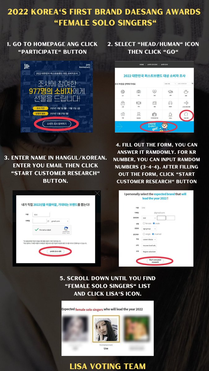 LISAVotingTeam's tweet photo. [ FIRST BRAND DAESANG AWARDS ]

LISA is nominated on 2022 KOREA'S First Brand Daesang Awards under FEMALE SOLO SINGERS category. Prioritize this!

- 1 vote per email 
- Use VPN (Sokor)

🗳: https://t.co/eluwbT9SnF

🗓 Voting period: Nov. 1 - 12

#LISA #리사 #LALISA @BLACKPINK https://t.co/GFtA9oS1Z3