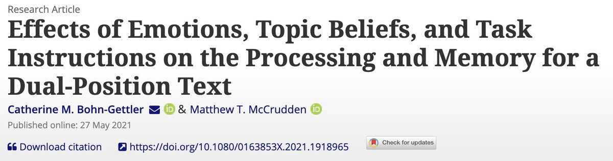 DProcesses's tweet photo. How do โpos or โneg #emotions influence the processing of information consistent or inconsistent with personal #beliefs? Read more on #inferential processing of #controversial information in the #DiscourseProcesses Special Issue. @KateBohnGettler
https://t.co/5qTfFbfCXz https://t.co/dYozFAsm7Q