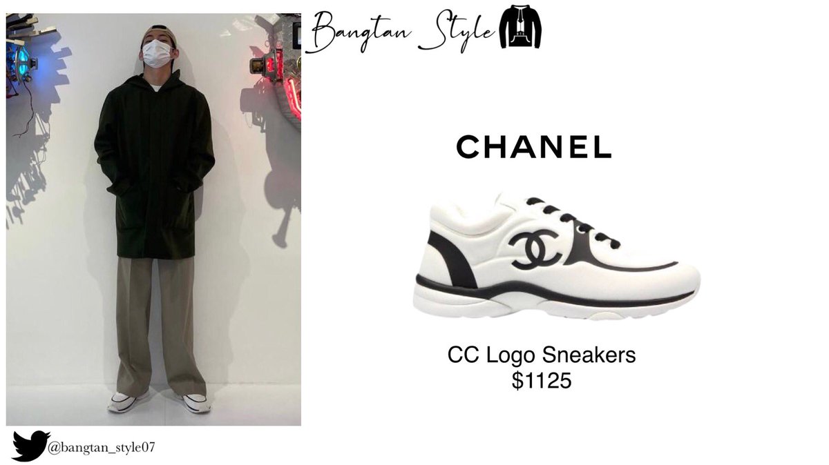 Bangtan Style⁷ (slow) on X: Twitter Post 211101 Taehyung wears CHANEL Logo  Sneakers ($1125). #V #BTS @BTS_twt  / X