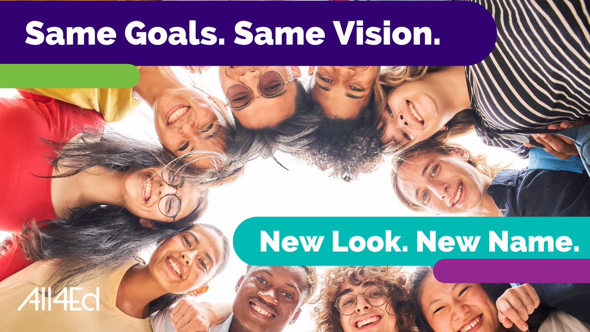 All4Ed's tweet photo. Exciting news! 

To celebrate our 20th anniversary, we are officially shortening our name to All4Ed! 🎉

Check out our brand new website: https://t.co/wFMD2XVTbx https://t.co/6y43rhUPPS