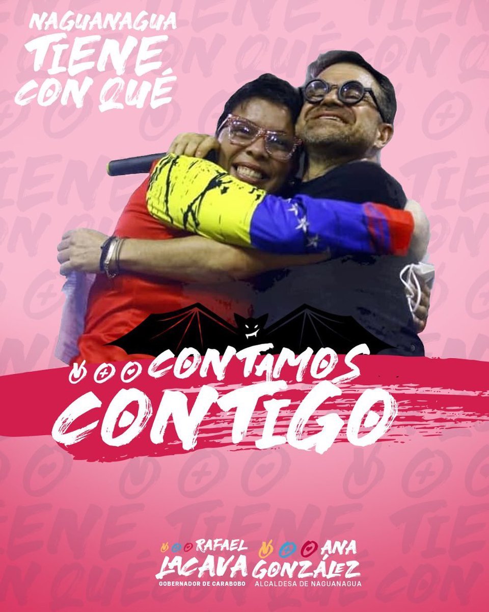 rafaellacava10's tweet photo. Esta es no sólo mi amiga sino a una persona en quien confío a morir y por eso este 21 de Noviembre a todo el pueblo de Naguanagua le pido q voten por Ana para seguir avanzando y proyectando a Naguanagua hacia los grandes retos q vendrán. Aquí nadie se rinde. Q viva Carabobo 🦇🦇 https://t.co/w9CGJvZfV3