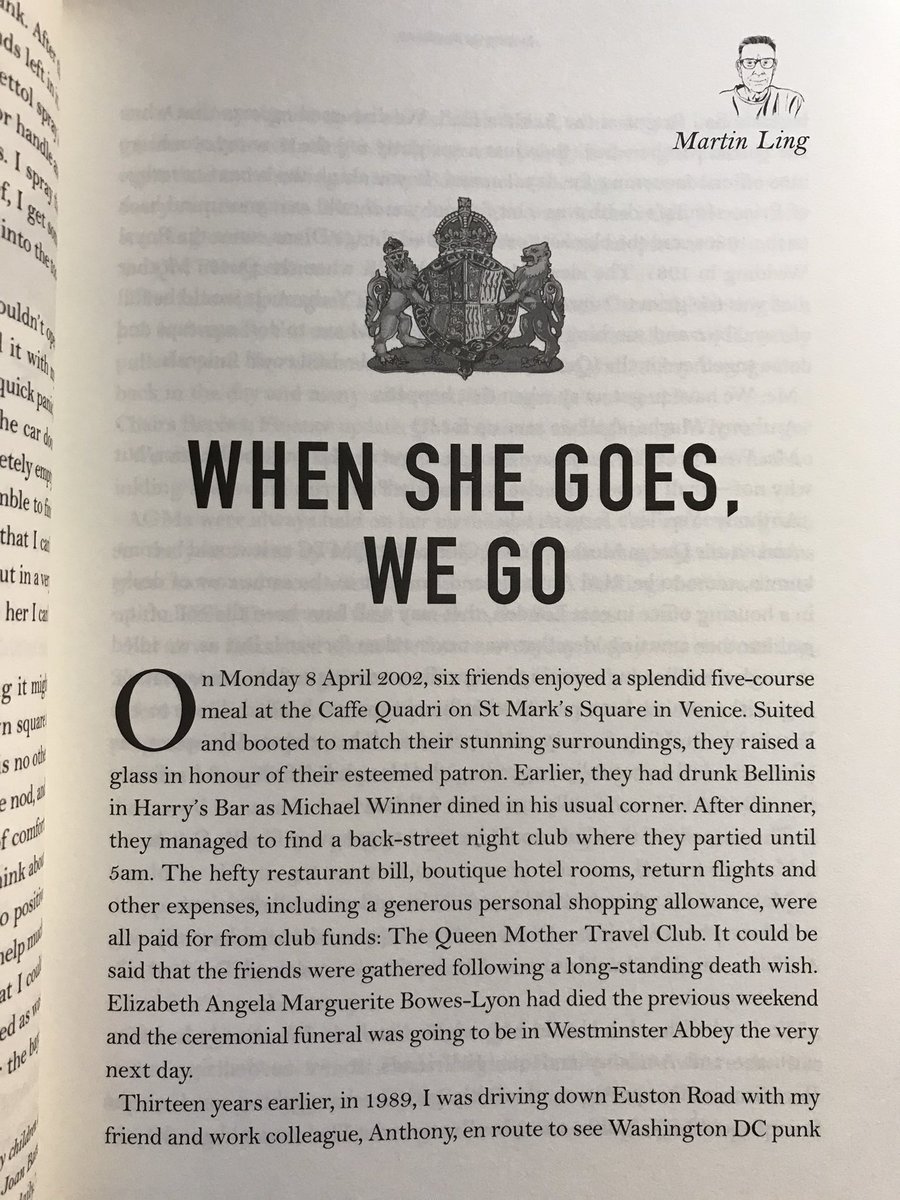 FriendsOnShelf's tweet photo. @martinling1, ex-singer of Serious Drinking and friends amassed a small fortune in the Queen Mother Travel Club which they set up specially to escape the media circus when she died. ‘When She Goes, We Go.’   #queenmother, #FOTSmagazine https://t.co/XeeEX8Ss7T
