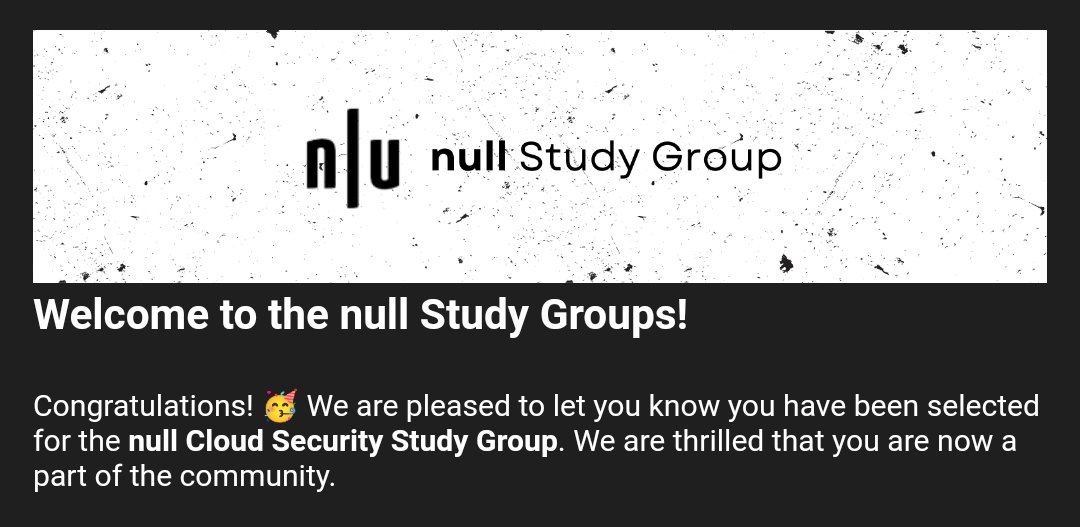 aman_manapure's tweet image. Selected in Cloud Security Study Groups!🥳 @null0x00 

This opportunity will definitely help me progress in the field of Cloud Security under the guidance of mentors along with my peers.

#nullcommunity #OpenSource #cloud #cloudsecurity #security