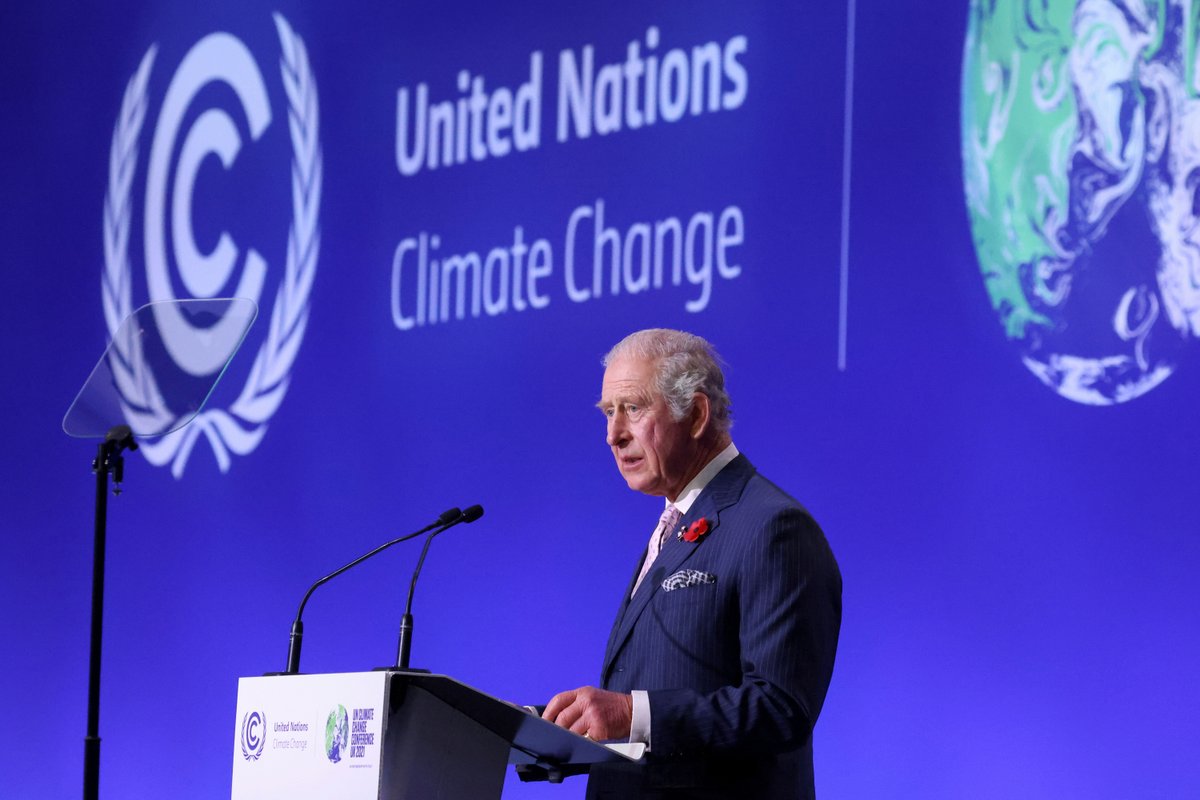 ClarenceHouse's tweet photo. "I can only urge you, as the world’s decision-makers, to find practical ways of overcoming differences so we can all get down to work, together, to rescue this precious planet and save the threatened future of our young people."

- HRH The Prince of Wales, speaking at #COP26. https://t.co/Zn6eNojqOC