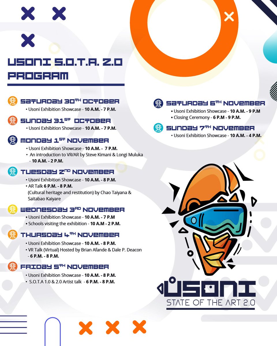 BlackRhinoVR's tweet photo. #SOTA2.0 USONI Exhibition is in full swing with the program starting this week. Join us at the Mall, Westlands. 

Come explore this new frontier in visual and artistic expression! The Future is Here!

#SOTA2.0 #USONI #JengaCCI #ImmerseYourself #art #VR #AR #ImmersiveAfrica https://t.co/wvlDxRRClk
