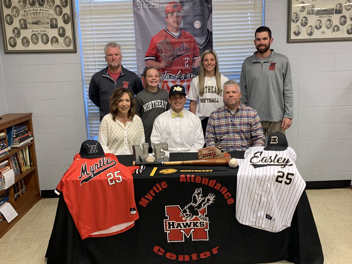 denclayton's tweet photo. Jackson Mayer of Myrtle signs with Northeast Community College Baseball today. Congratulations Jackson!!! @NEMCCTigers https://t.co/4PUQgtjHjC