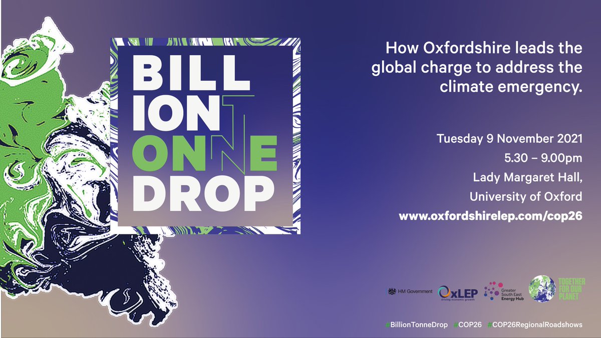 #COP26  is here!

As part of the official series of events happening up and down the country, we will be showcasing how #Oxfordshire leads the global charge to address the climate emergency.

Find out more: oxfordshirelep.com/cop26

#COP26RegionalRoadshows #BillionTonneDrop