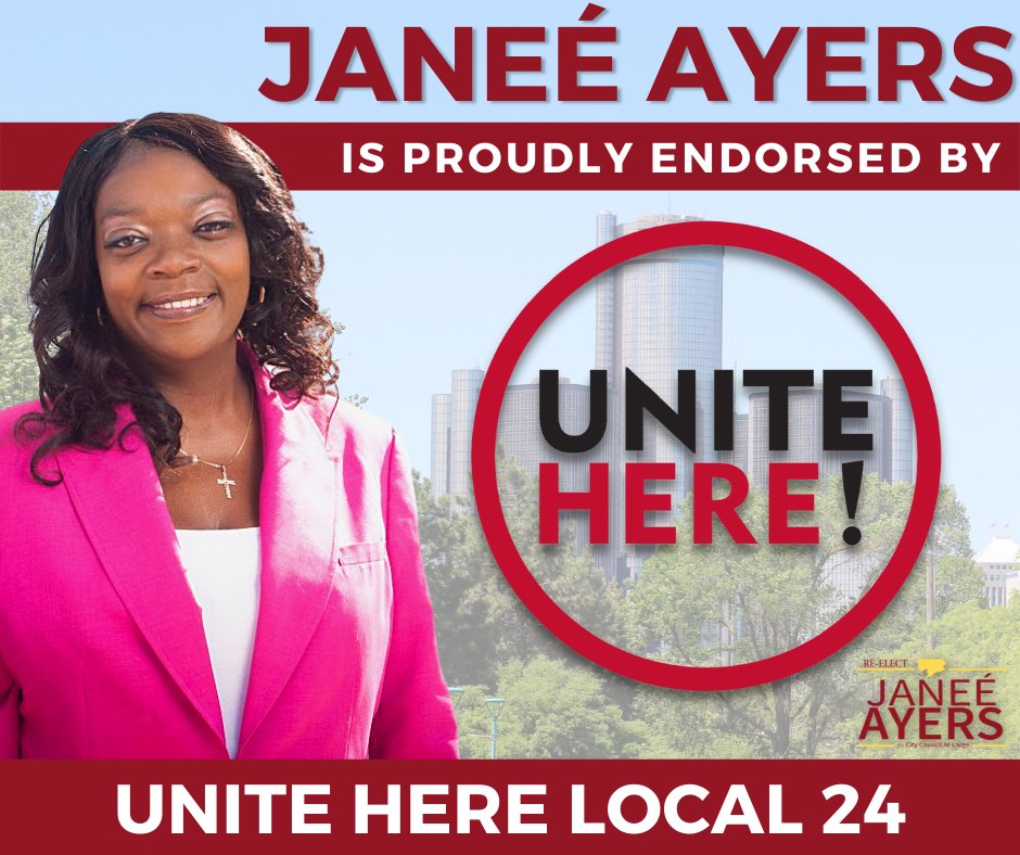 Ayers4Detroit's tweet photo. While working as a hospitality worker at MGM Grand Casino, I became one of the youngest members of the UNITEHERE! Local 24 contract bargaining team. It's an honor to receive the endorsement of @unitehere. https://t.co/nJ40CAtc8e