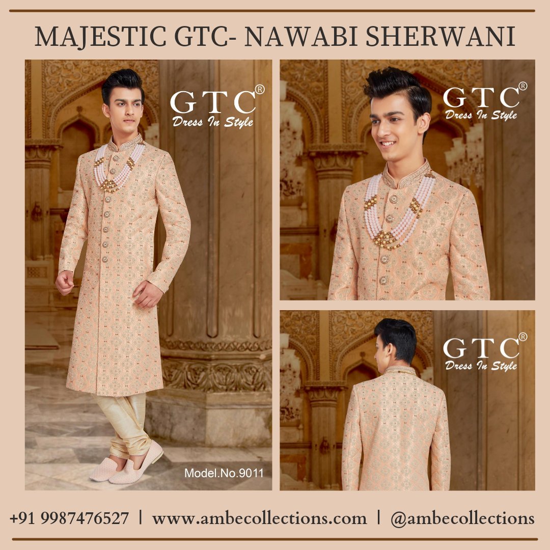 AMBECOLLECTIONS's tweet photo. Majestic GTC- Nawabi Sherwani designed on Jacquard fabric exquisitely embellished with regal hand-beaded work 🔥 

𝐓𝐨 𝐁𝐮𝐲 𝐍𝐨𝐰, 𝐜𝐥𝐢𝐜𝐤 𝐨𝐧
https://t.co/rTbegGxvxD 💥 𝐏𝐫𝐢𝐜𝐞 - ₹𝟏𝟒,𝟗𝟗𝟓 / $𝟐𝟎𝟎 / €𝟏𝟕𝟓

#ambecollections #sherwani #nawabi #nawabisherwani https://t.co/kJKefFTILk