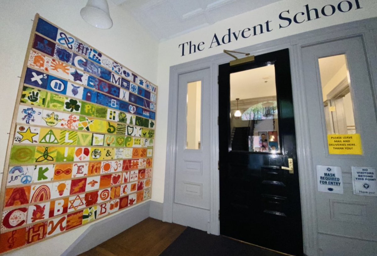 adventschool's tweet photo. Our tile display is complete! It’s the physical representation of the #AdventPiazza. In Reggio Emilia, Italy, a piazza is a central gathering space made for community building. #ReggioInspired #LearnActChange https://t.co/KRzTLHXUZo