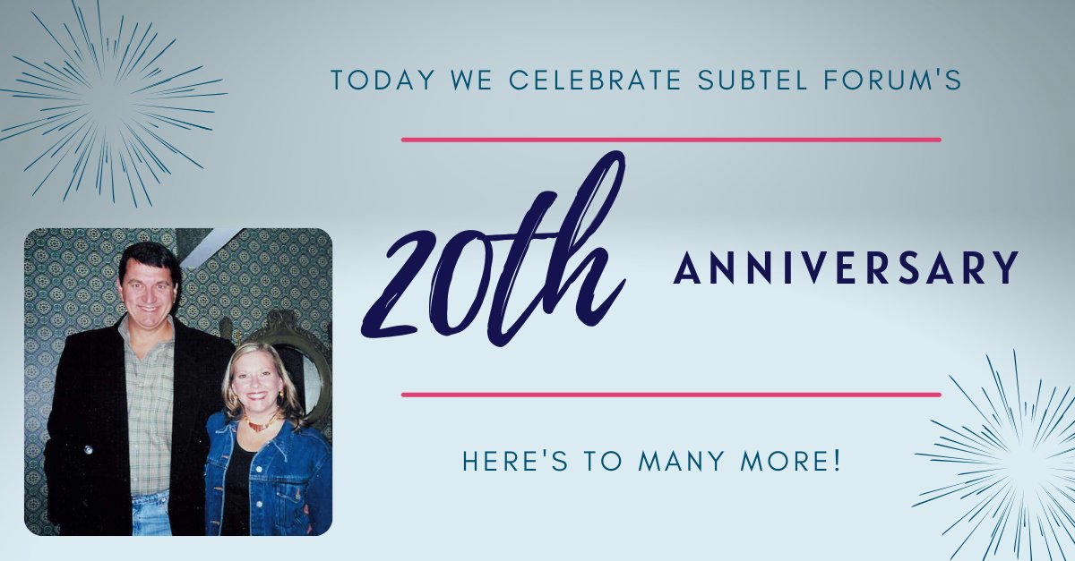 SubTelForum's tweet photo. 20 years ago today, Wayne Nielsen published the first edition of SubTel Forum Magazine and The Voice of the Industry was born. #Cheersto20years #Anniversary #20more https://t.co/oJGkqUDivg