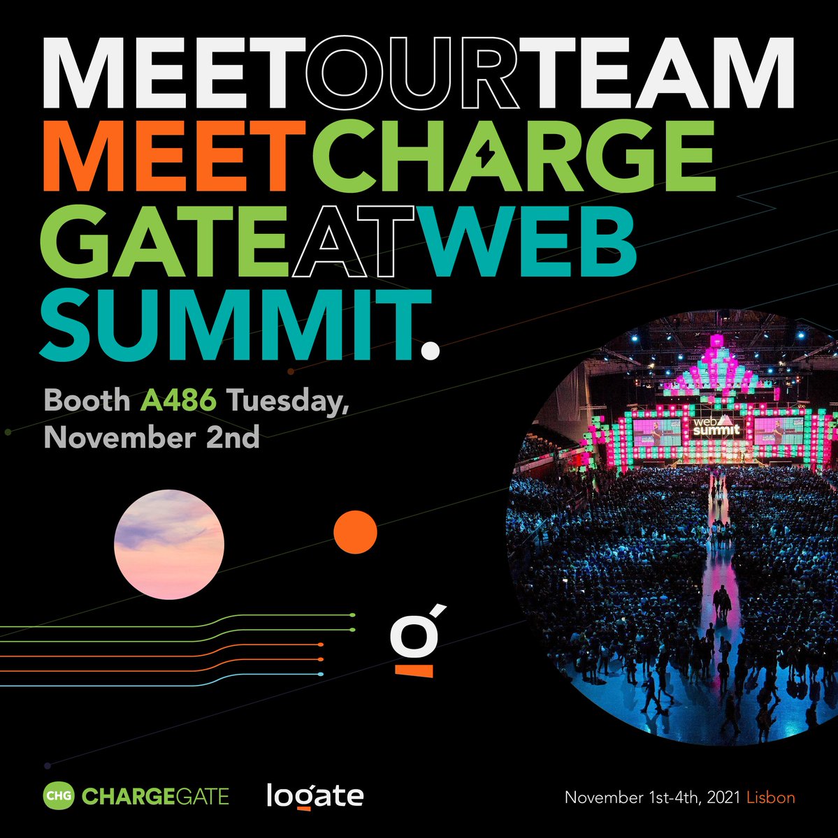 logate_me's tweet photo. Our Chargegate team is attending @WebSummit in Lisbon, from 1st till 4th of November! We will present our startup solution on November 2nd at the exhibitor booth A486. Meet us there!
#WebSummit #WebSummit2021 #ChargeGate #StartUp https://t.co/Fnx0dgHTQq