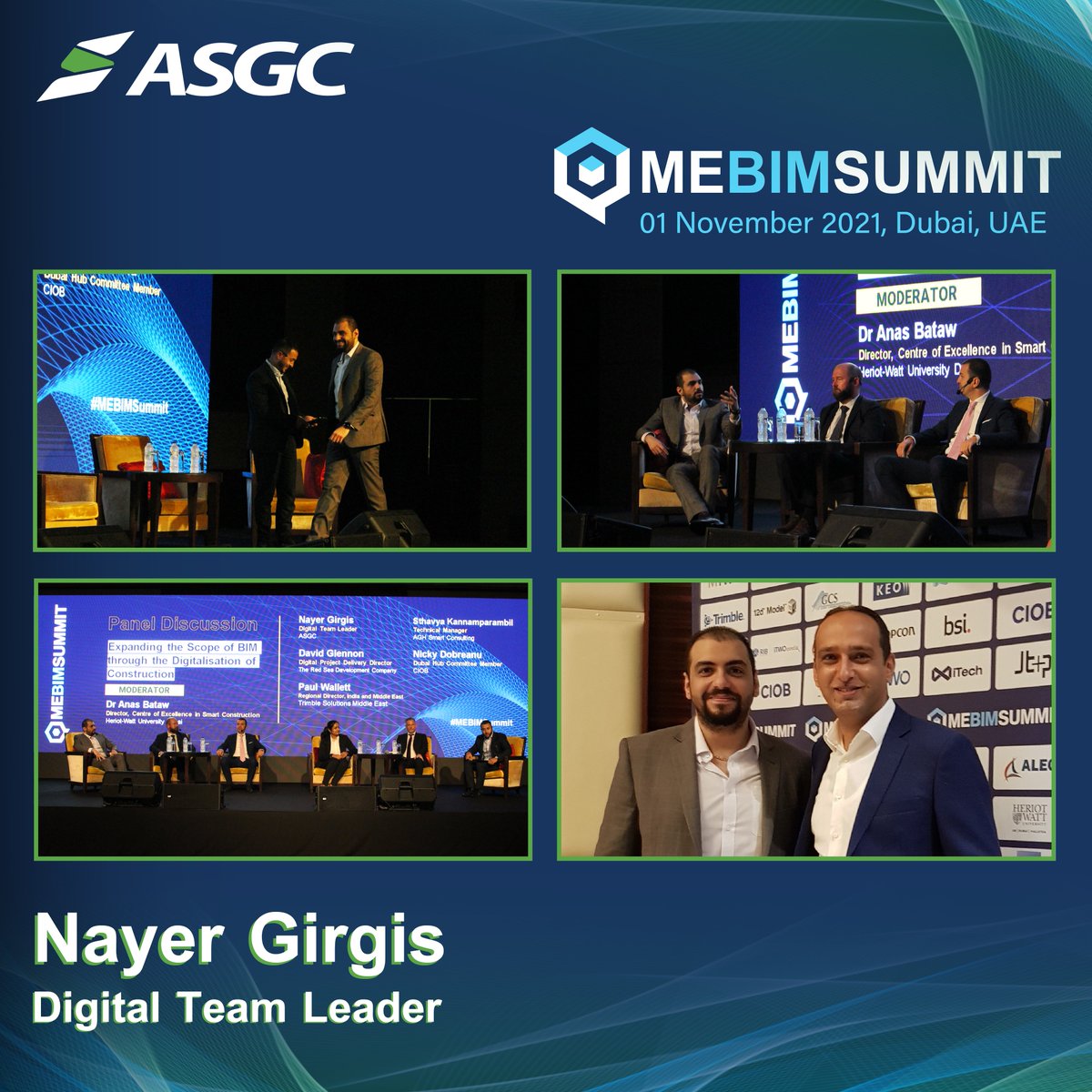 ASGCUAE's tweet photo. ASGC’s Digital Team Leader Nayer Girgis participated in the panel “Expanding BIM through Digitalisation of Construction” at ME BIM SUMMIT 2021.
#MEBIMSummit2021 #BIMSummit #bimsoftware #constructionindustry #AIincontruction #ExpectMore https://t.co/gSFGzFLwjV