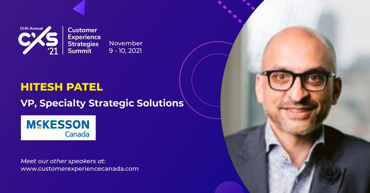 CXToronto's tweet photo. ❗Meet our Speaker Hitesh Patel, VP Speciality Strategic Solutions at @McKessonCa. He wants to help our attendees build capacity for execution by closing the gap between idea and execution. Meet him and 30+ other industry experts at #CXS2021. https://t.co/gpf2XtURa2 https://t.co/Sjoh4ojOk8