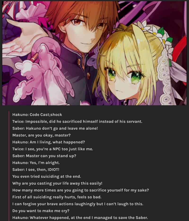 R Grandorder Saber Getting Rescued By Hakuno Fate Extra Drama Cd Fgo T Co Mtg8rcxuty T Co 7dd99bn2ue Twitter