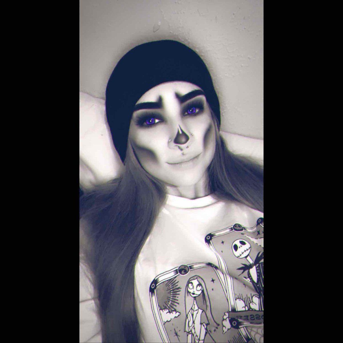 Kacynichole101's tweet photo. It’s November 1st… but legit always spooky season for me 🖤🤷🏻♀️💀🎃 #spookyseasonforever #alwaysspooky #snapchatfilter #JackAndSally https://t.co/rdabvk7OzJ