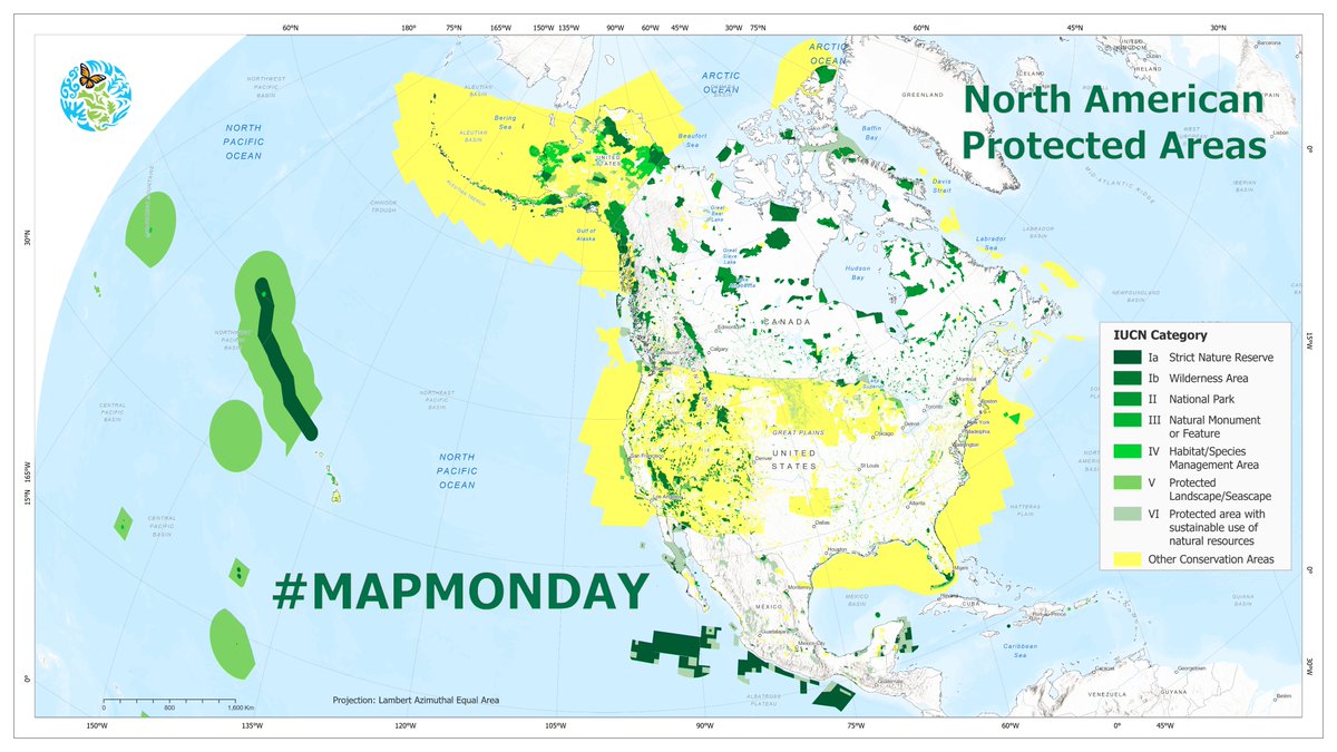 CECweb's tweet photo. 🏞️It's #MapMonday! #DidYouKnow there are more than 250,000 terrestrial 🏝️ &amp; #MarineProtectedAreas in #NorthAmerica, covering more than 15 million sq/km?! 🌊🐬

@CECweb just published an updated #GIS map layer of these protected areas

👇Check it out here:
https://t.co/9fVdDK3g1c https://t.co/cJ82pnKPR0