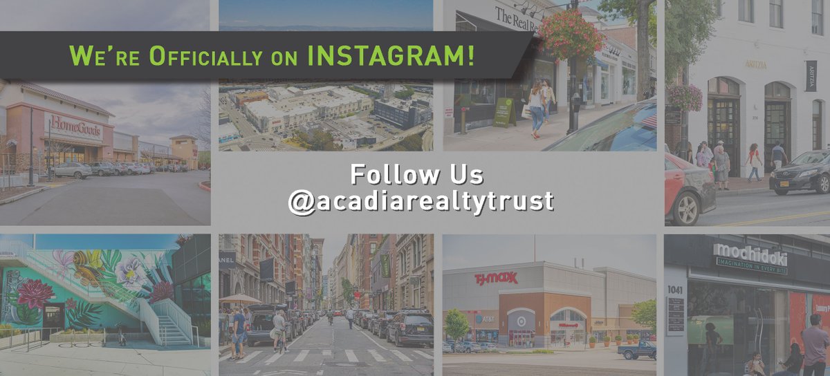 We are officially on Instagram!

Follow us instagram.com/acadiarealtytr… and stay up-to-date on all the exciting happenings at our properties.

#AKR #REIT