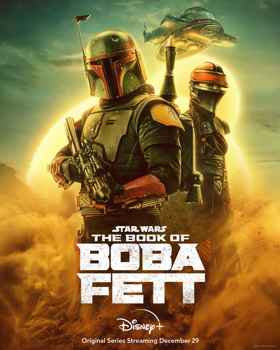 DisneyPlus's tweet photo. The Book of @BobaFett, an Original Series, starts streaming December 29 on #DisneyPlus. #TheBookOfBobaFett https://t.co/pAPmeaRVr8