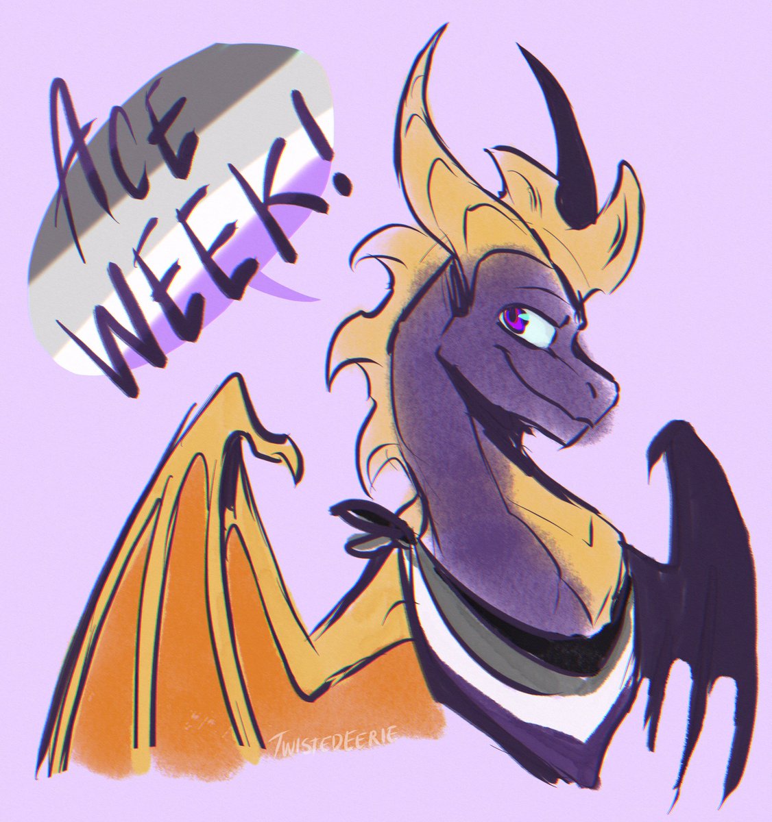 Been so busy this week I haven’t had the time to draw anything for #AceAwarenessWeek #AceWeek so here’s a quick Spyro (who is absolutely Ace) cos Spyros been on the mind lately